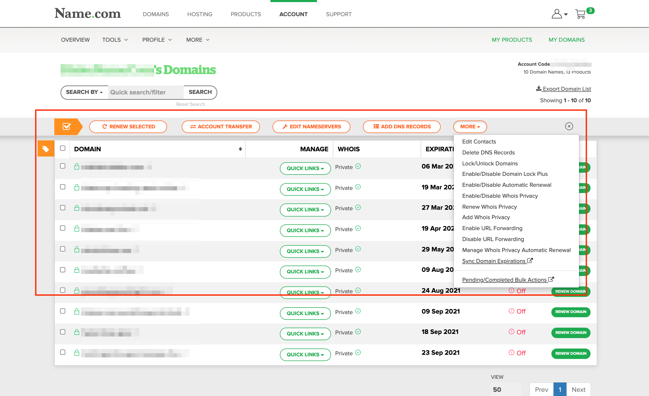 domains tools on